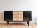 Mobile ingresso - Legno - 162 x 42 x 76 cm - Naturale-Nero - Stile moderno rétro