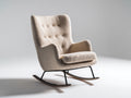 Sedia a dondolo - Tessuto bouclé-metallo-legno - 89x77x101 cm - Beige-nero-legno scuro - Stile retrò moderno