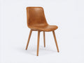 Sedia da pranzo - Pelle-Legno - 48 x 54 x 84 cm - Marrone ambra-Legno rovere - Stile moderno