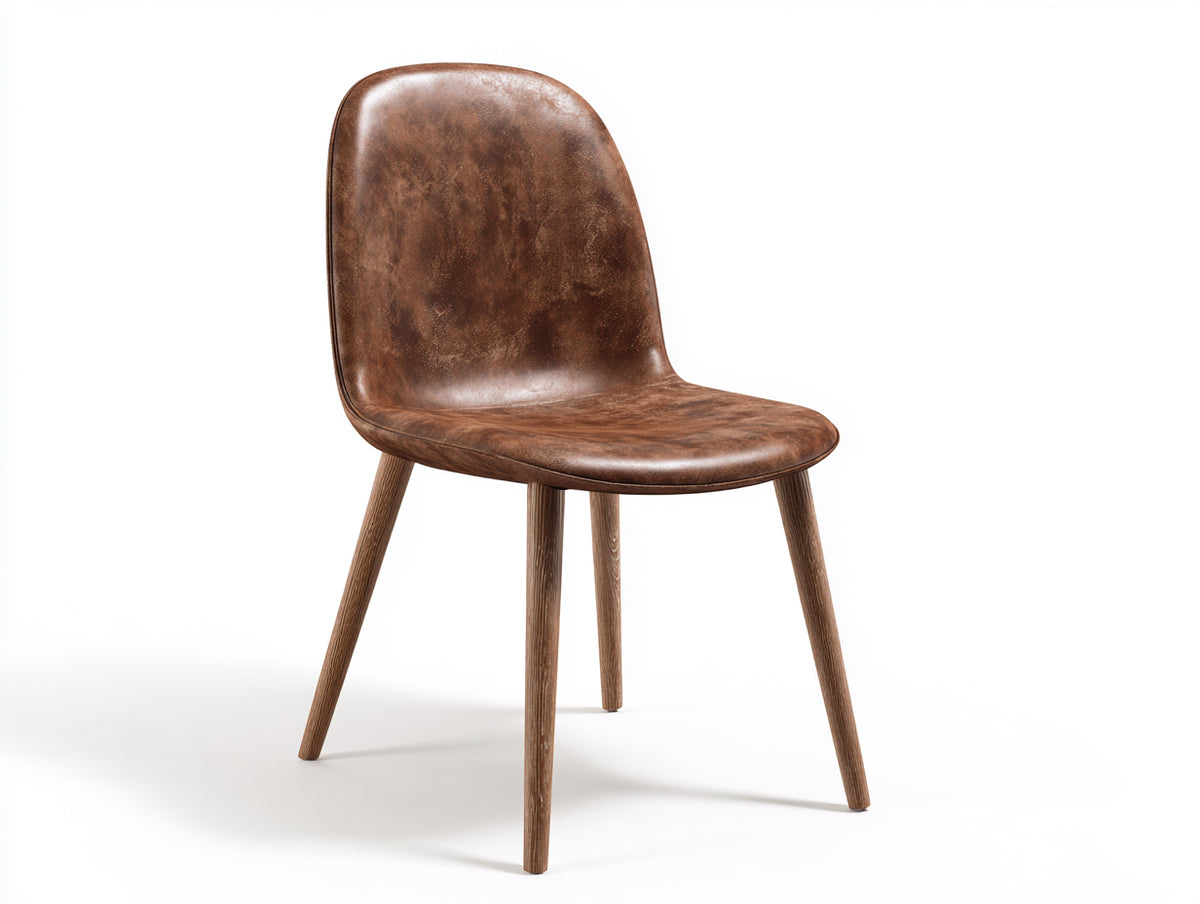 Sedia da pranzo - Similpelle-Legno - 50 x 54 x 86 cm - Marrone vintage-Legno noce - Stile moderno
