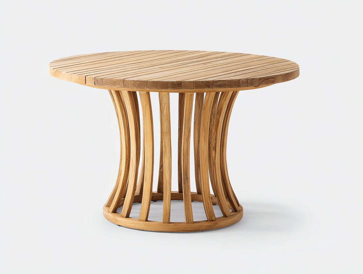 Tavolo da giardino - legno di teak - 110 x 110 x 75 cm - naturale dorato - stile organico