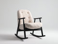 Sedia a dondolo - Tessuto bouclé-legno - 87x72x94 cm - Crema-nero - Stile retrò moderno
