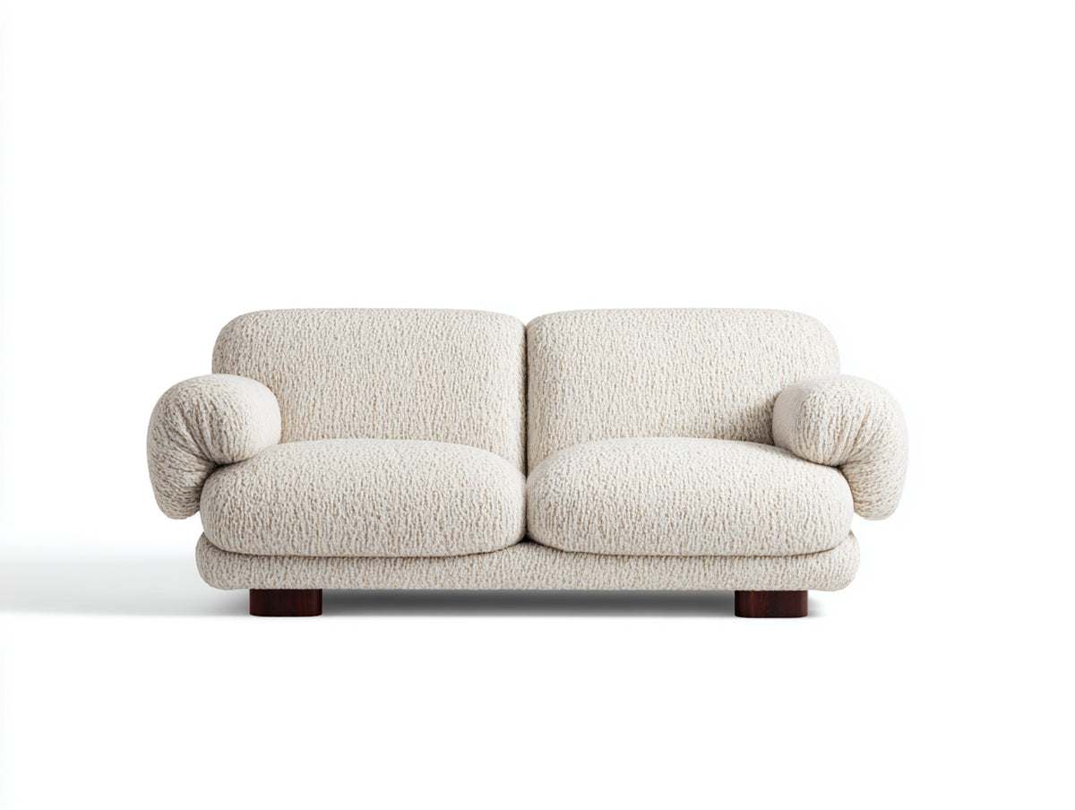 Divano a due posti - Tessuto bouclé - 190 x 98 x 80 cm - Bianco crema - Moderno organico