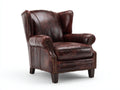 Poltrona a orecchioni - Similpelle - 88x91x109 cm - Marrone mogano - Stile vintage sobrio