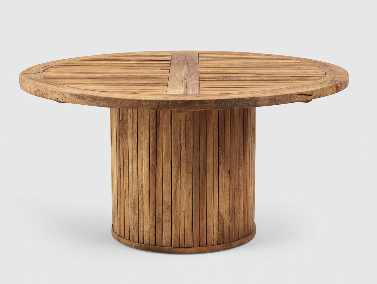 Tavolo da giardino - Legno - 125 x 125 x 75 cm - Marrone naturale - Stile rustico