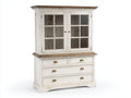 Vetrina - Legno-Vetro-Metallo - 128x49x188 cm - Bianco-Legno naturale - Stile rustico