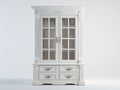 Vetrina - Legno-Vetro-Metallo - 118x50x215 cm - Bianco-Argento - Stile barocco
