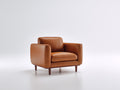 Poltrona - Pelle - 90 x 84 x 79 cm - Cognac-Noce - Stile moderno dalle linee squadrate