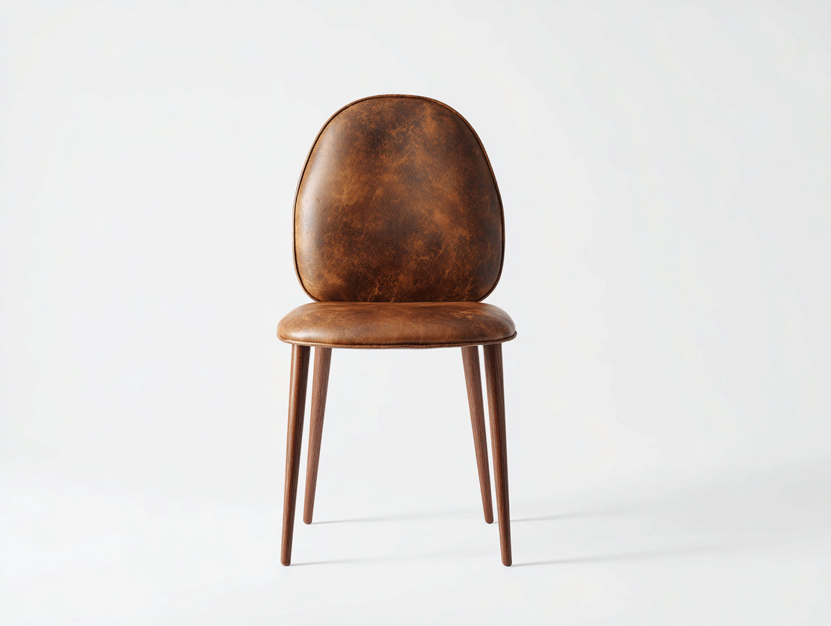 Sedia da pranzo - Similpelle-Legno - 48 x 52 x 87 cm - Marrone scuro-Legno noce - Stile rétro