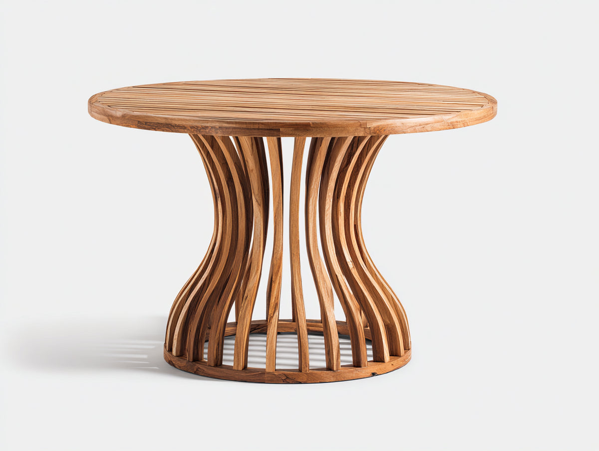 Tavolo da giardino - legno di teak - 115 x 115 x 76 cm - miele - stile scultoreo