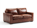 Divano a due posti - Pelle - 190 x 96 x 86 cm - Marrone cognac - Vintage