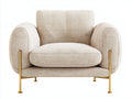 Poltrona - Tessuto - 92 x 90 x 88 cm - Crema - Stile Art Déco