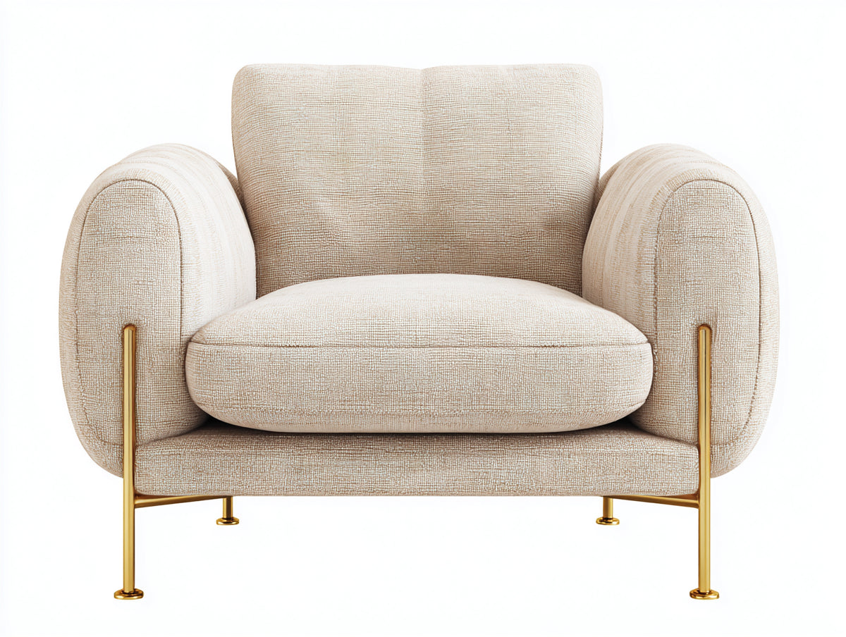 Poltrona - Tessuto - 92 x 90 x 88 cm - Crema - Stile Art Déco