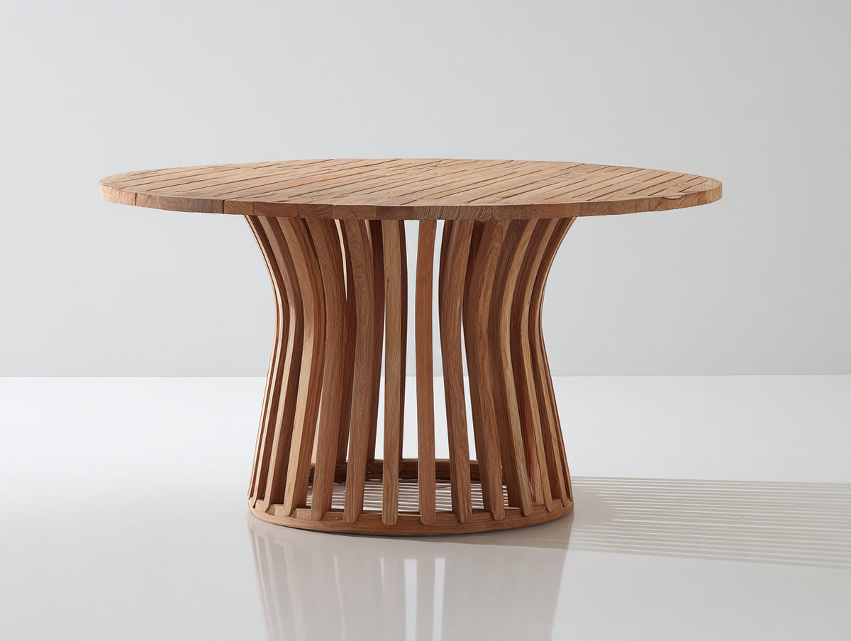 Tavolo da giardino - legno di teak - 125 x 125 x 76 cm - naturale dorato - stile contemporaneo