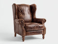 Poltrona a orecchioni - Similpelle - 87x91x110 cm - Marrone tabacco - Stile vintage