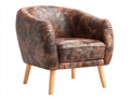 Poltrona - Pelle - 78 x 76 x 79 cm - Marrone anticato-Rovere chiaro - Stile industriale avvolgente